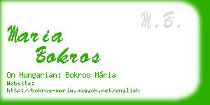 maria bokros business card